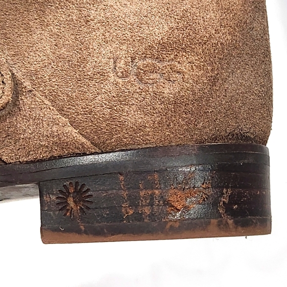 Ugg Cydnee Brown  Suede Tall Riding‎ Boots Women's size 6  Sheerling Lined EUC - Picture 11 of 12